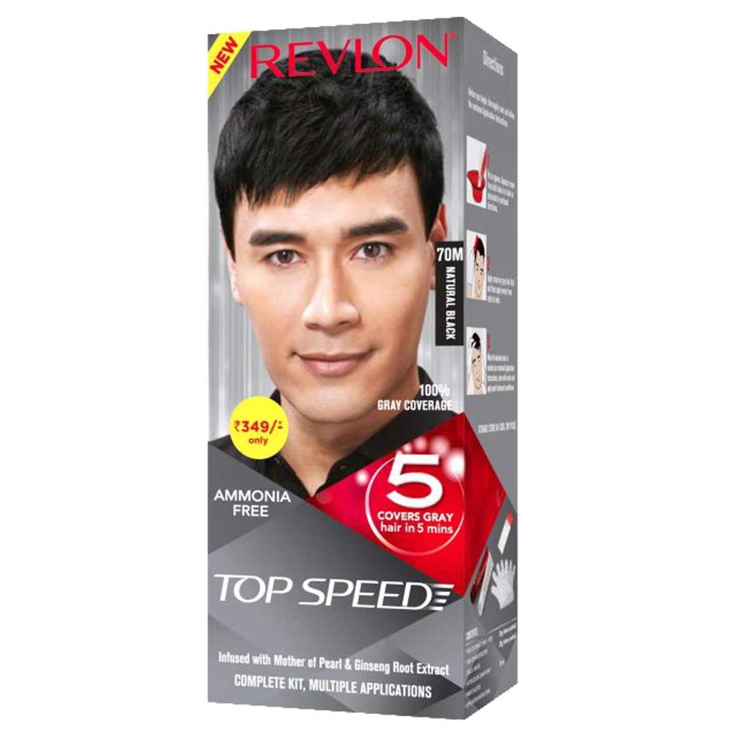 REVLON Top Speed Hair Color (Natural Black 70M, 100G)
