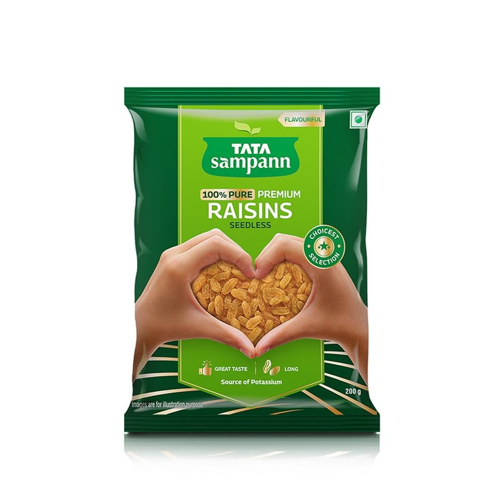 Tata Sampann Pure Raisins Seedless, Kishmish, Source Of Potassium, Premium Dry Fruits, 200