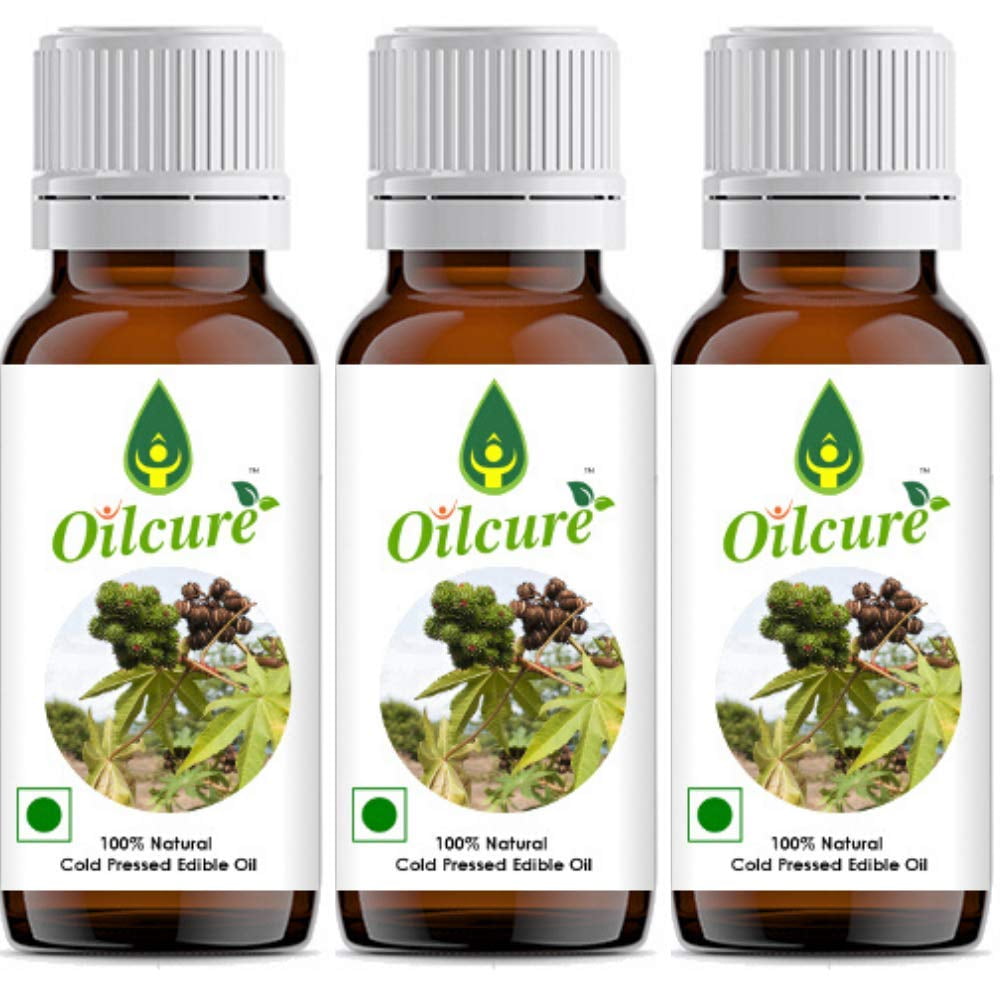 OILCURE Castor Oil Cold Pressed Edible 100 Ml - Pack Of 3 (300 Ml)