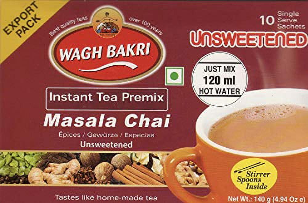 Wagh Bakri Instant Masala Chai Tea Unsweetened - 10 Sachets