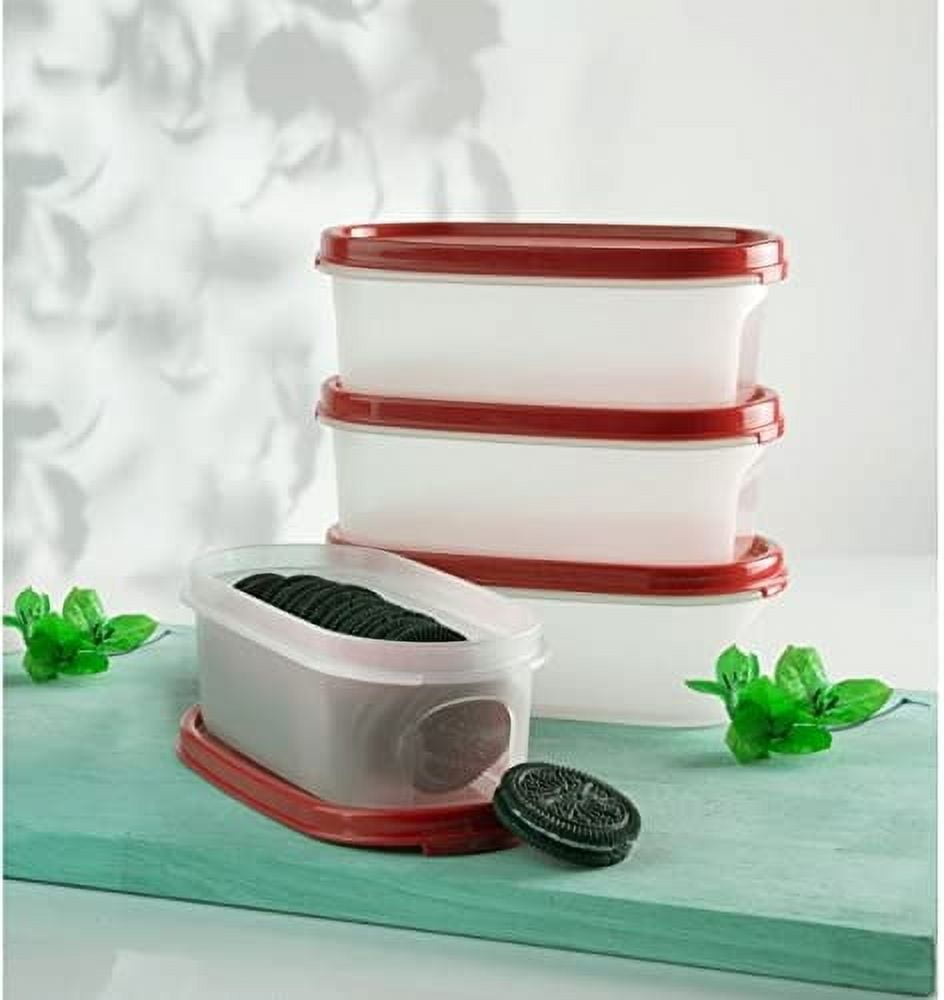 Tupperware. MM Oval #1 Containers 500 ml Red Set of 4 Pc(Plastic)