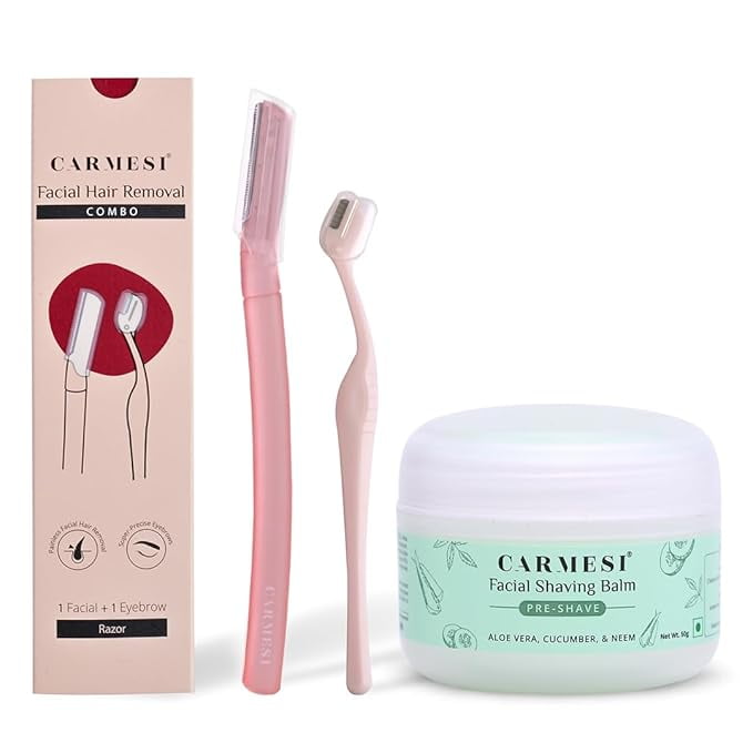 Carmesi Women's Face Hair Removal Combo | 1 Face Razor, 1 Eyebrow Razor, 1 Facial Shaving