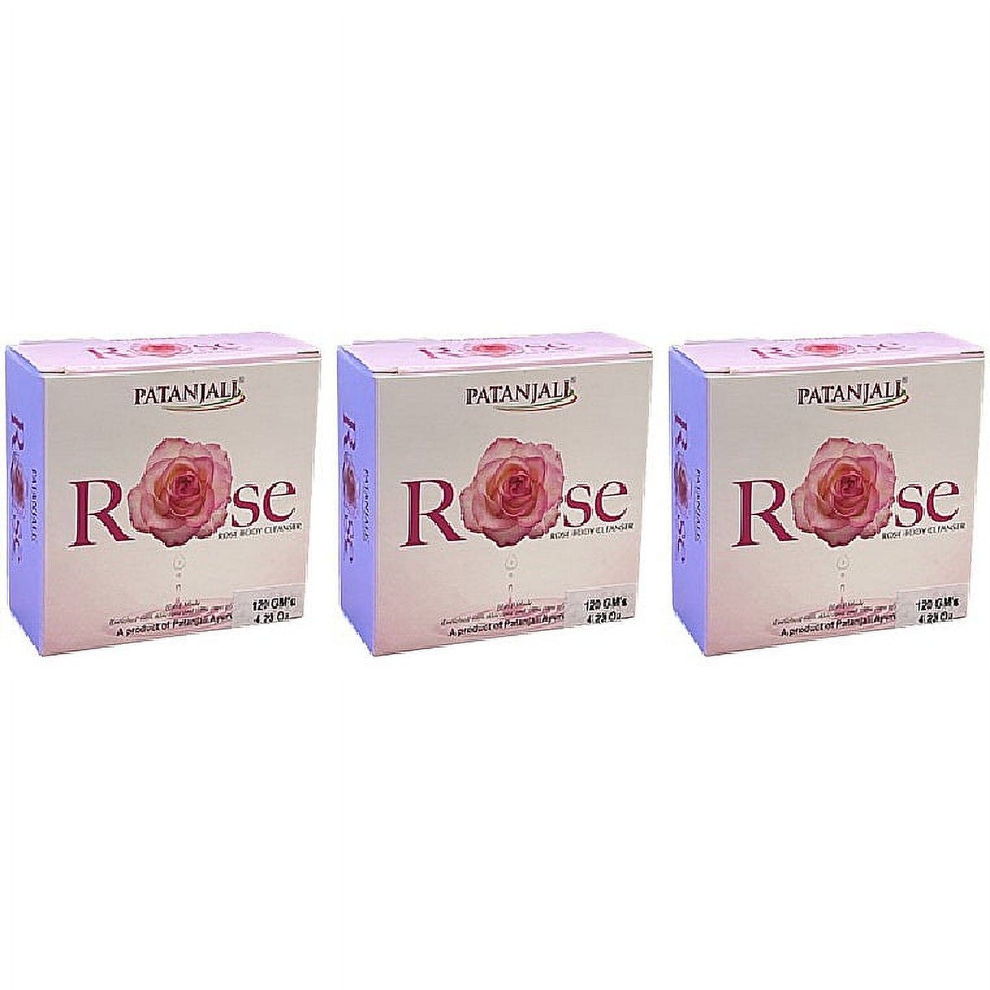 Pack Of 3 - Patanjali Rose Body Cleanser Soap Bar - 120 Gm (4.23 Oz)
