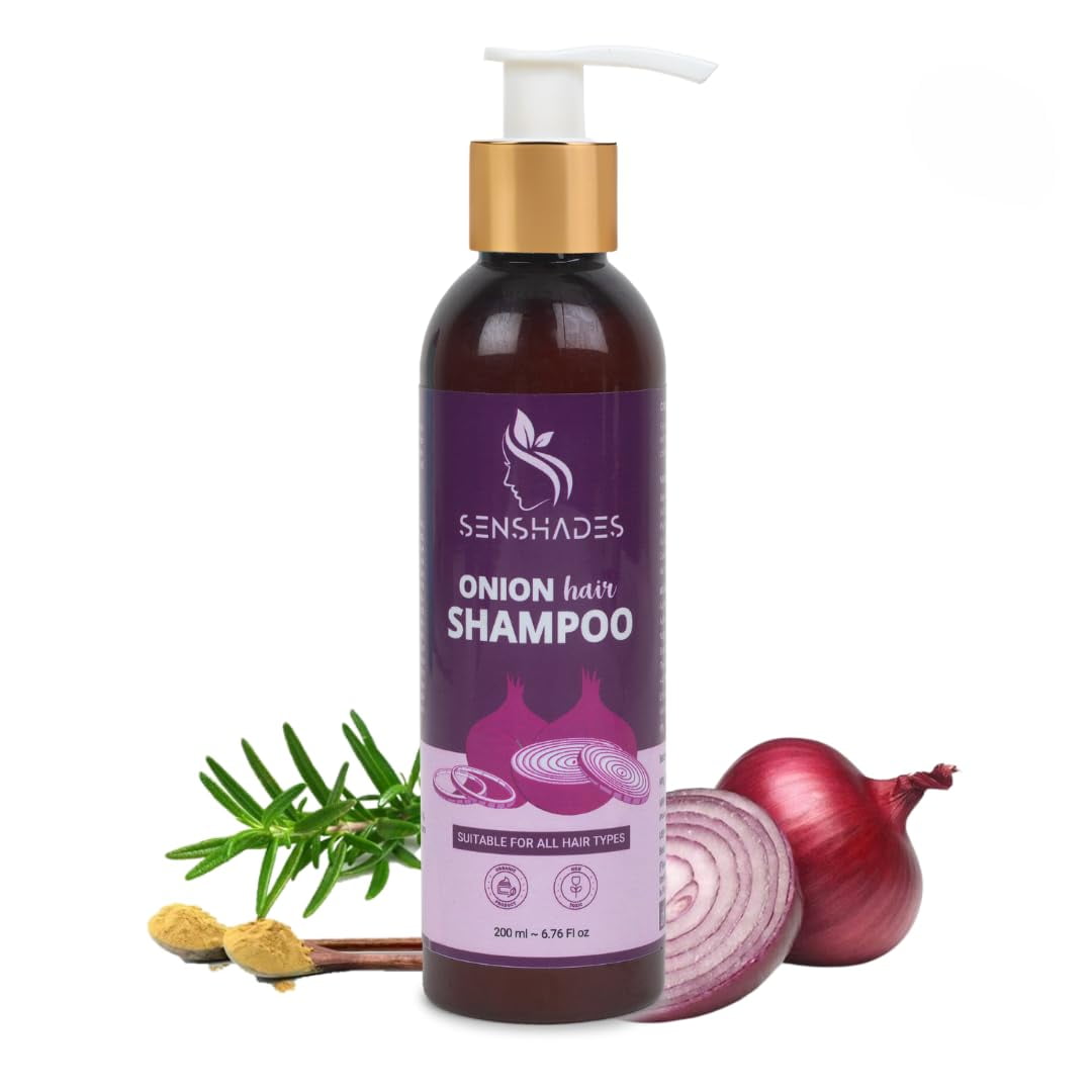 Senshades 100% Natural Onion Shampoo (Pack Of 1 (200Ml) | Controls Dandruff & Hair Fall Wi