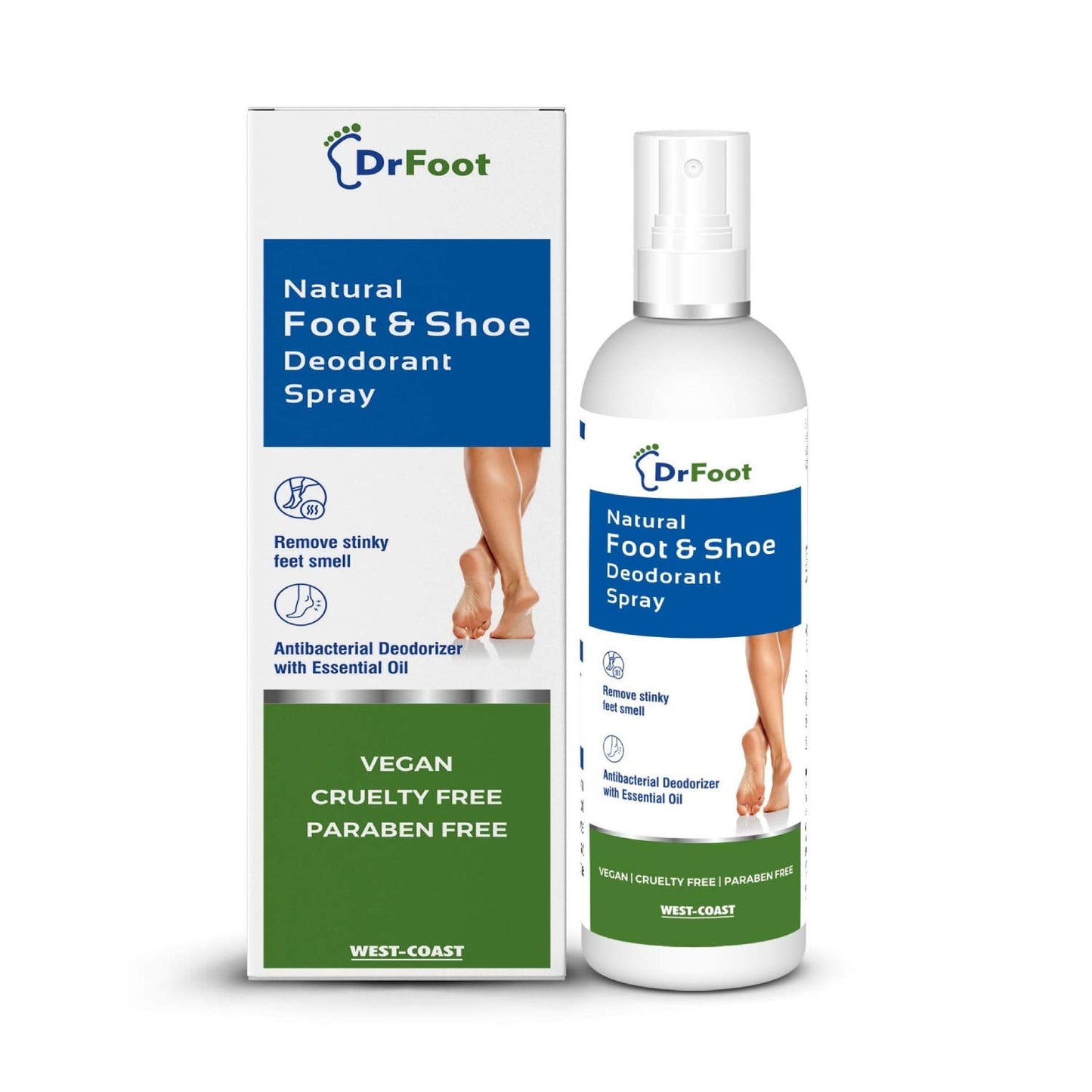 Dr Foot Natural Foot Sanitizer & Shoe Deodorant Spray with Essential Oils & Enzymes to Kil