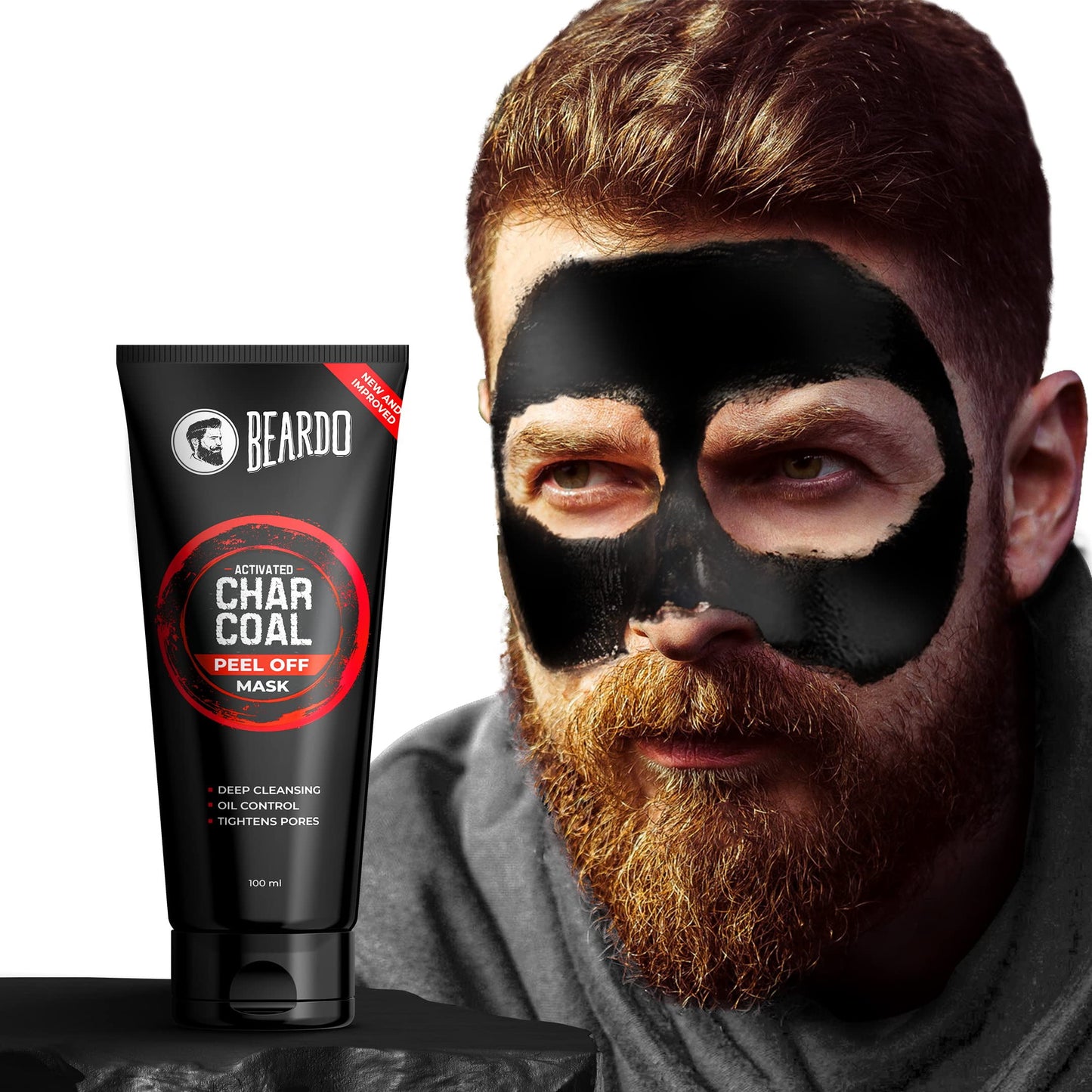 Beardo Activated Charcoal Peel Off Mask for Men | Blackhead Removal & Detox Mask | Fights