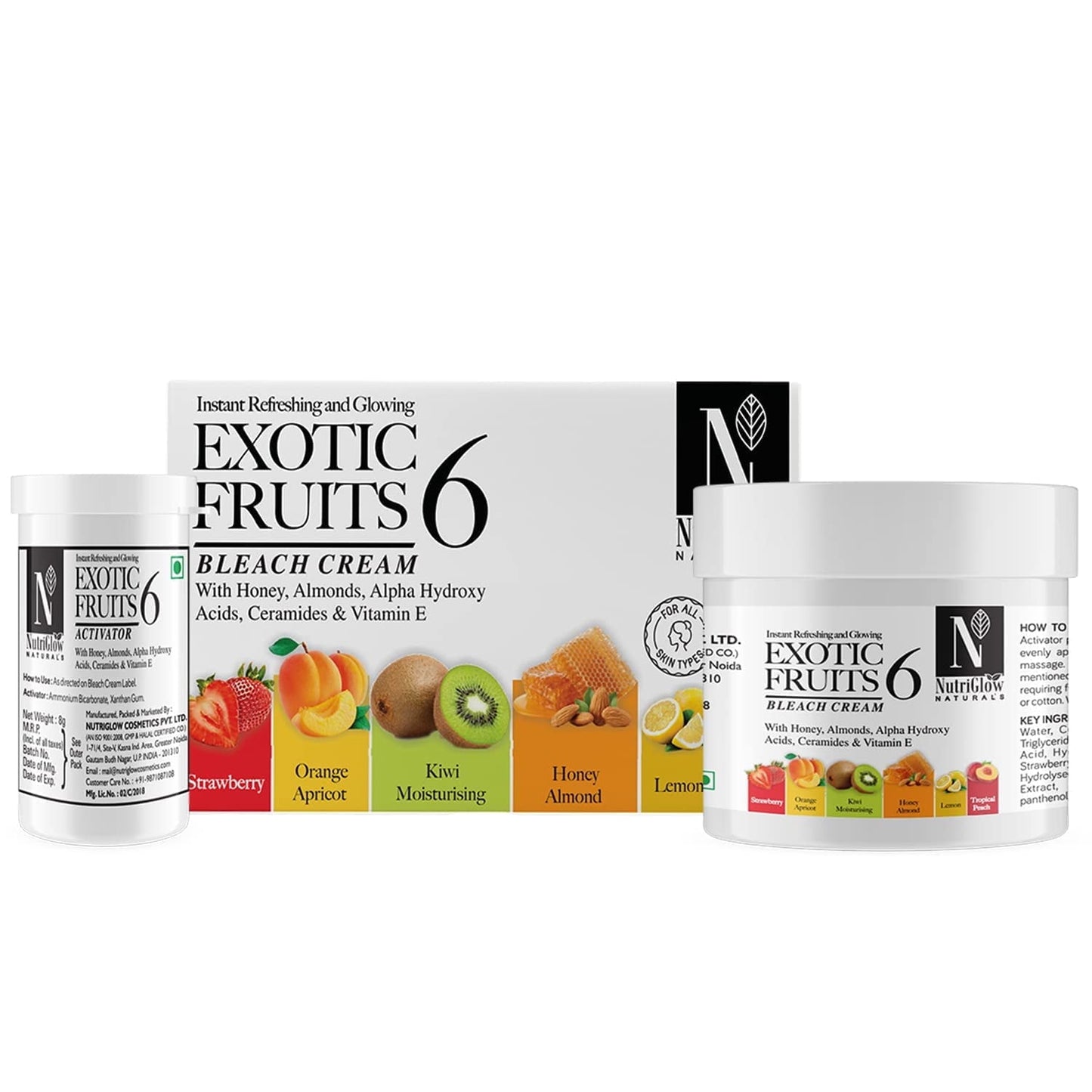 NutriGlow Exotic Fruit Bleach Cream with Honey, Almond Hair Styling Cream, 43g, 1 Piece