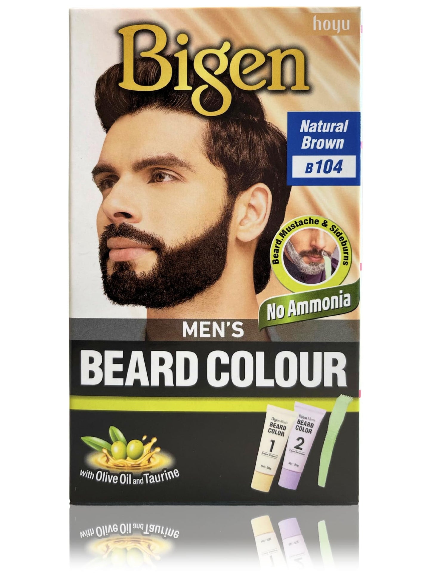 Bigen Men'S Beard Color Natural Brown (B104) 20Gm+20Gm=40Gm