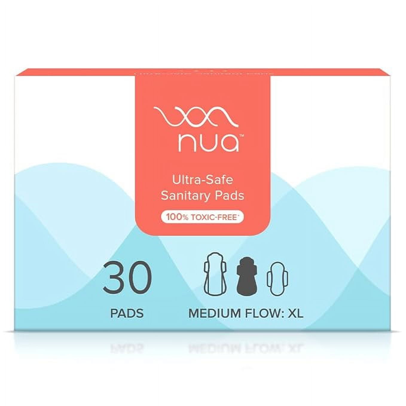 Nua Ultra-Safe Sanitary Pads For Women |30 Ultra Thin Pads | Medium-XL | Safe on Skin | To