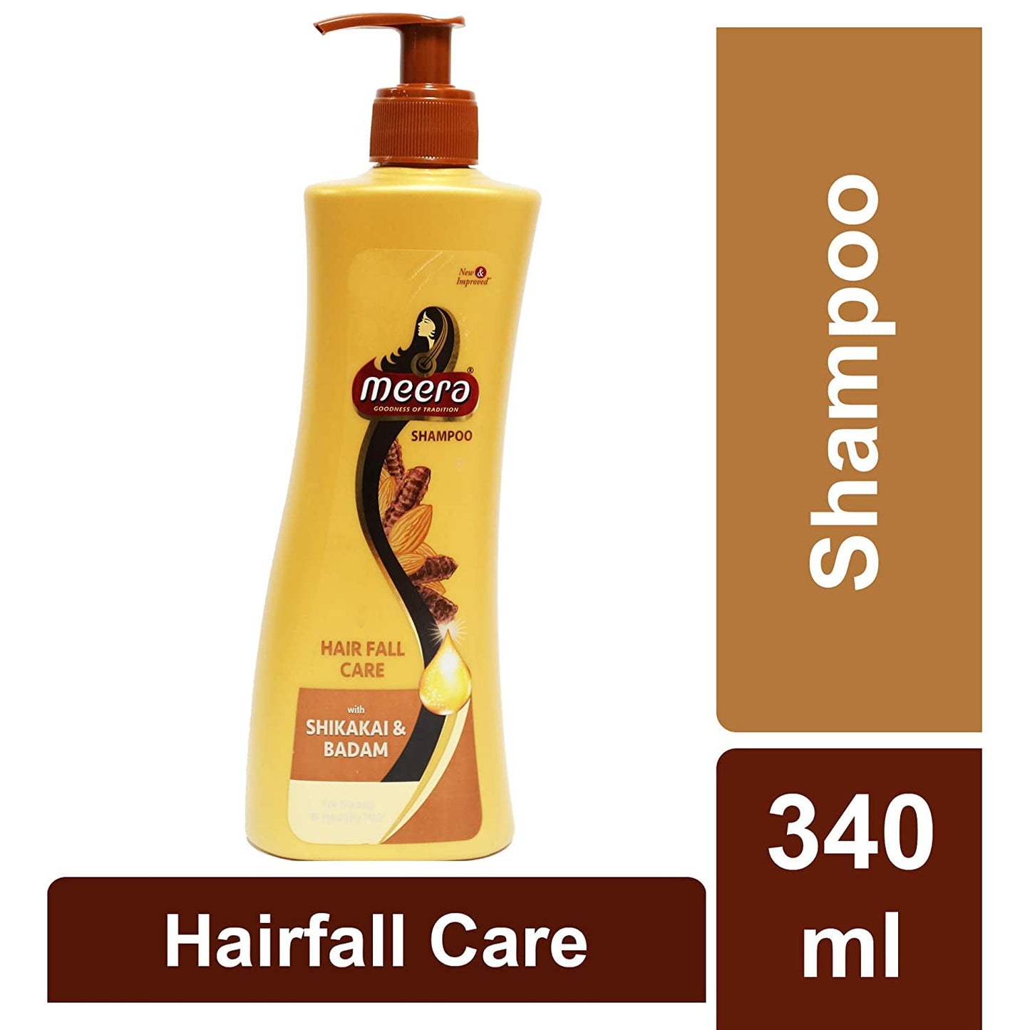 Meera Hairfall Care Shampoo with Shikakai and Badam (Acacia and Almond) 340 milliliter