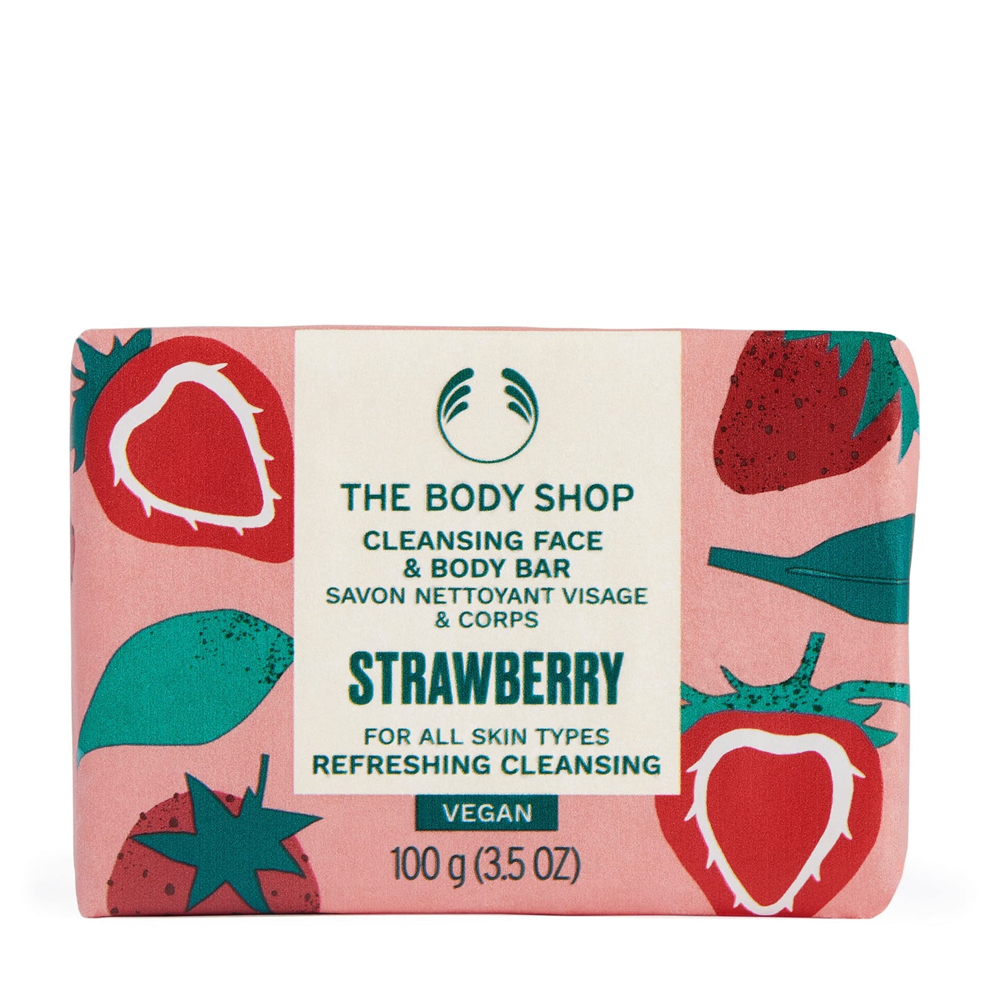The Body Shop Strawberry SE33Cleansing Face & Body Bar - Cleanses and Recharges Skin - Veg