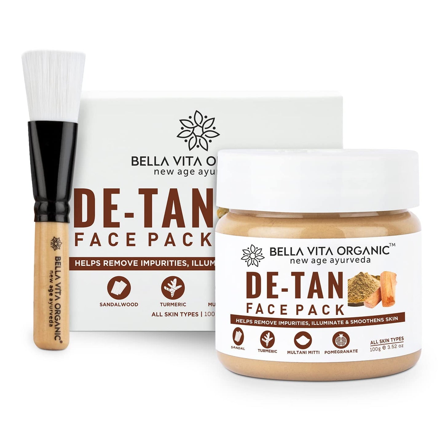 Bella Vita Organic De Tan Removal FacePack For Glowing Skin, Oil Control, Acne, Pimples, A