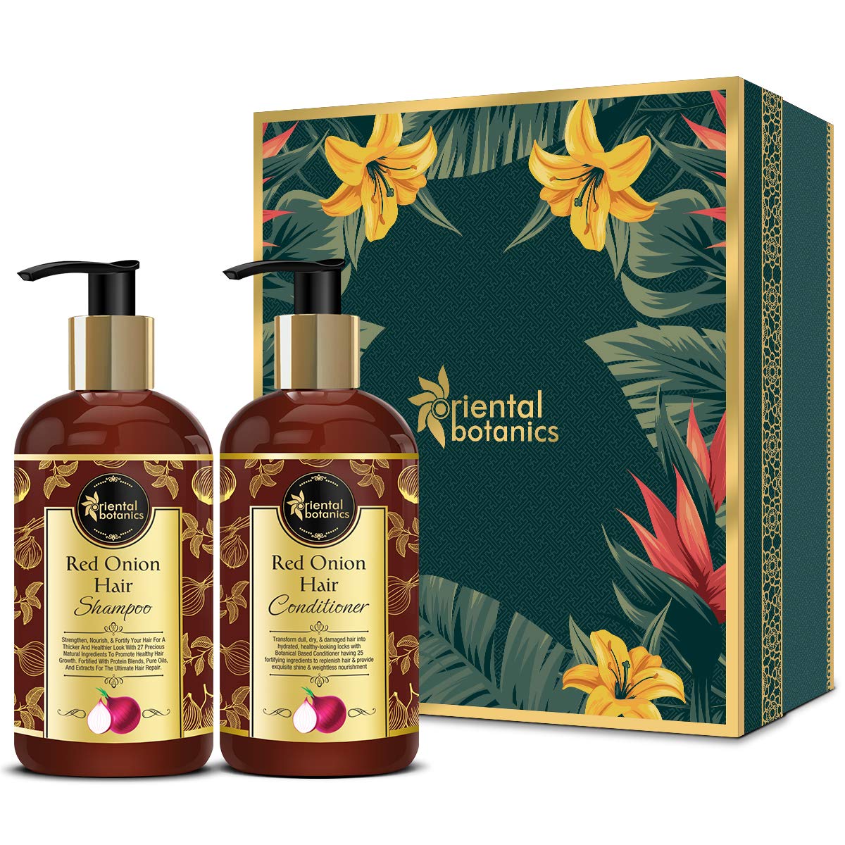 Oriental Botanics Red Onion Hair Shampoo + Conditioner Kit with Red Onion Oil + 25 Natural