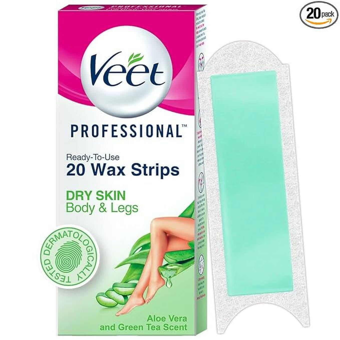 Veet Professional Waxing Strips Kit For Dry Skin, 20 Strips