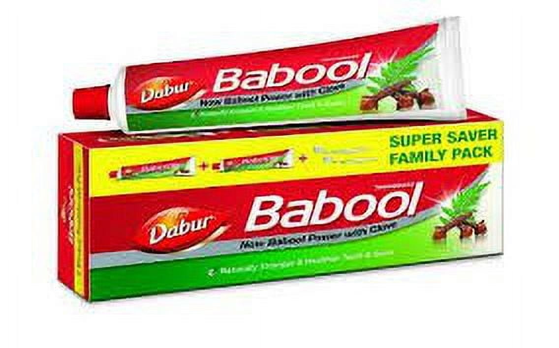 Dabur Babool Toothpaste for strong teeth- 360 g with Free 2 Toothbrush (Combo of 2)