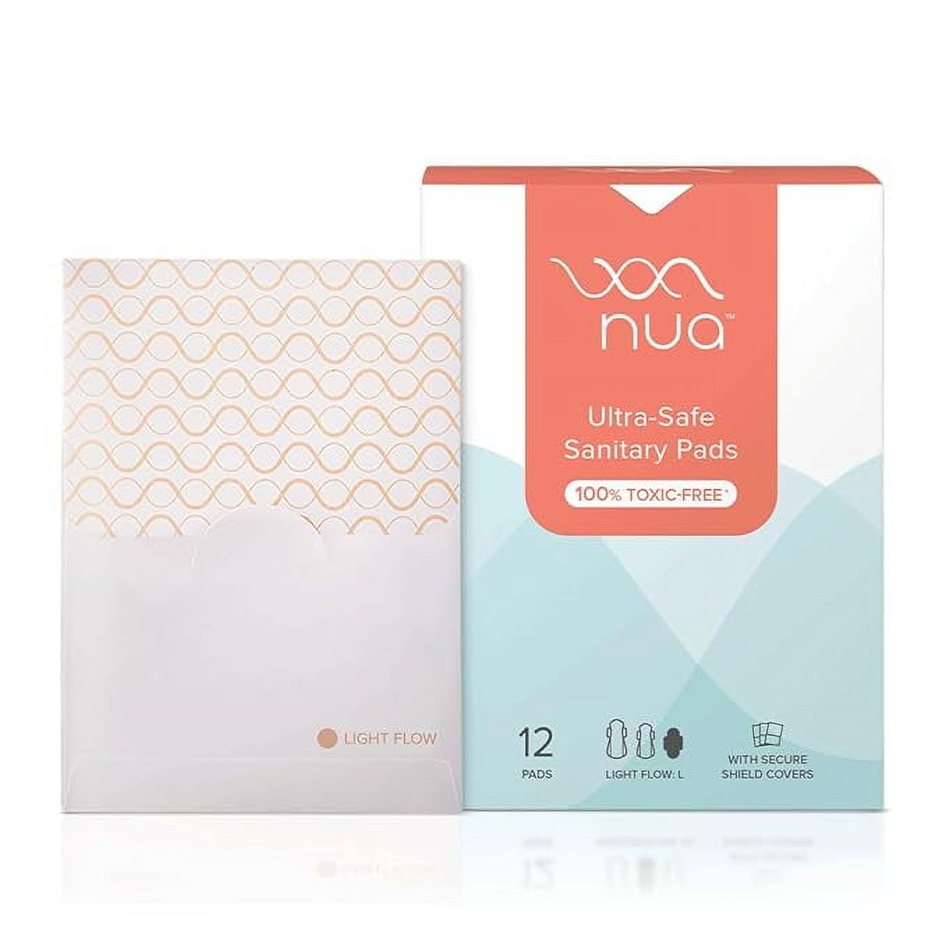 Nua Ultra-Safe Sanitary Pads For Women | 12 Ultra Thin Pads | Light-L | Safe on Skin | Tox