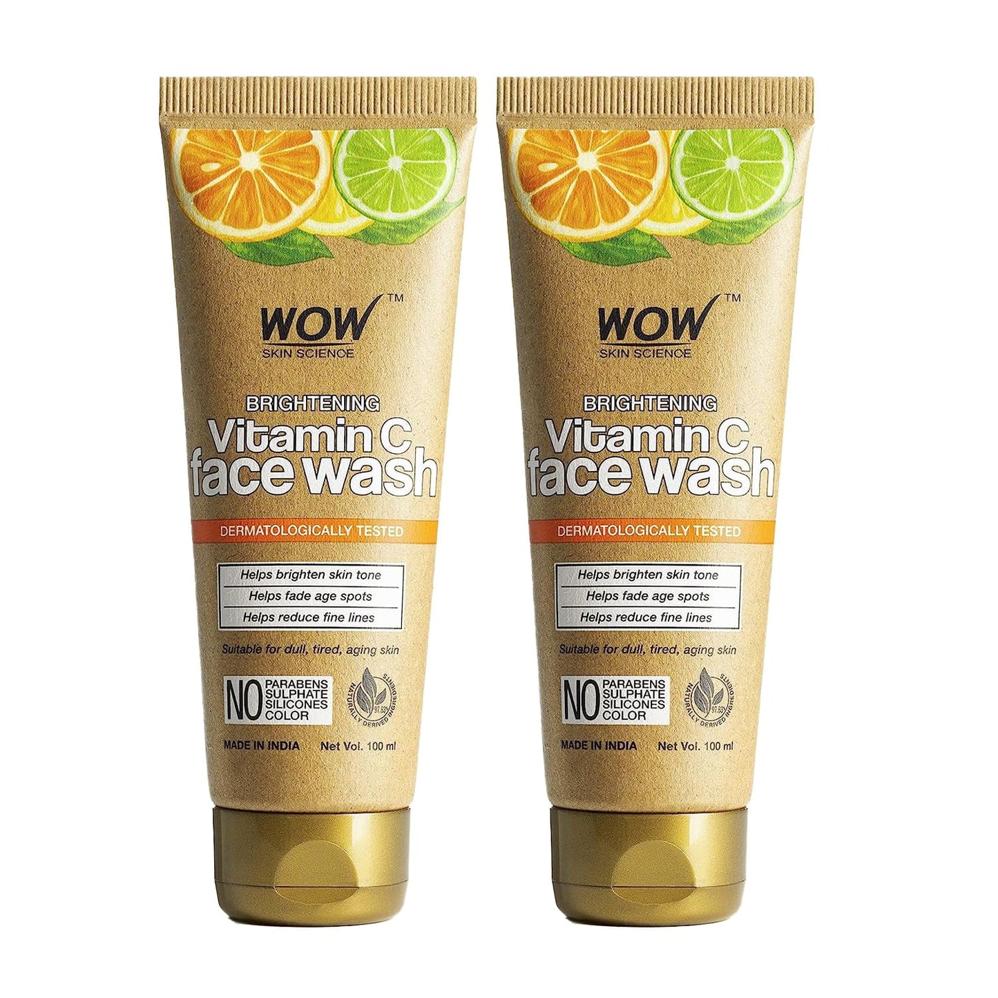 Wow Skin Science Brightening Vitamin C FaceWash|Paper Tube|All Skin Types|Glowing, Bright