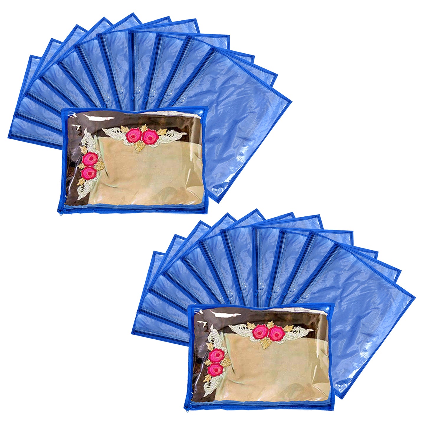 Kuber Industries Non Woven Single Packing Saree Cover 24 Pcs Set (Blue) - CTKTC30701