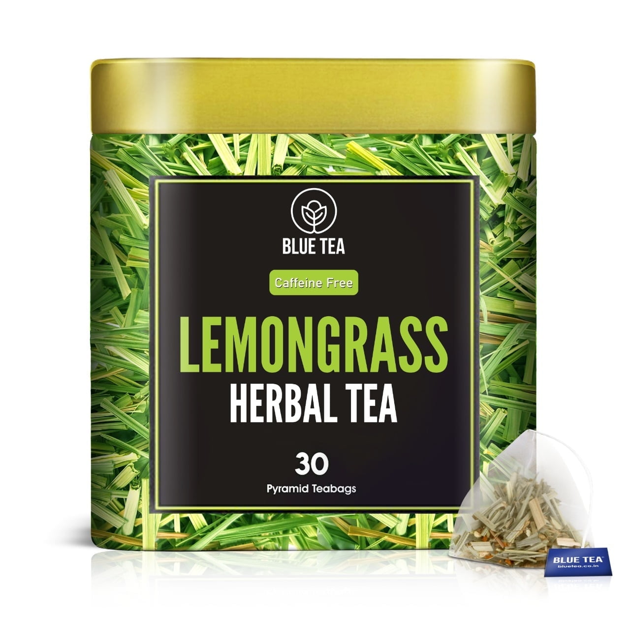 BLUE TEA - Lemongrass Herbal Tea - 30 Pyramid Tea Bags - Caffeine Free | Vibrant Citrus Fl