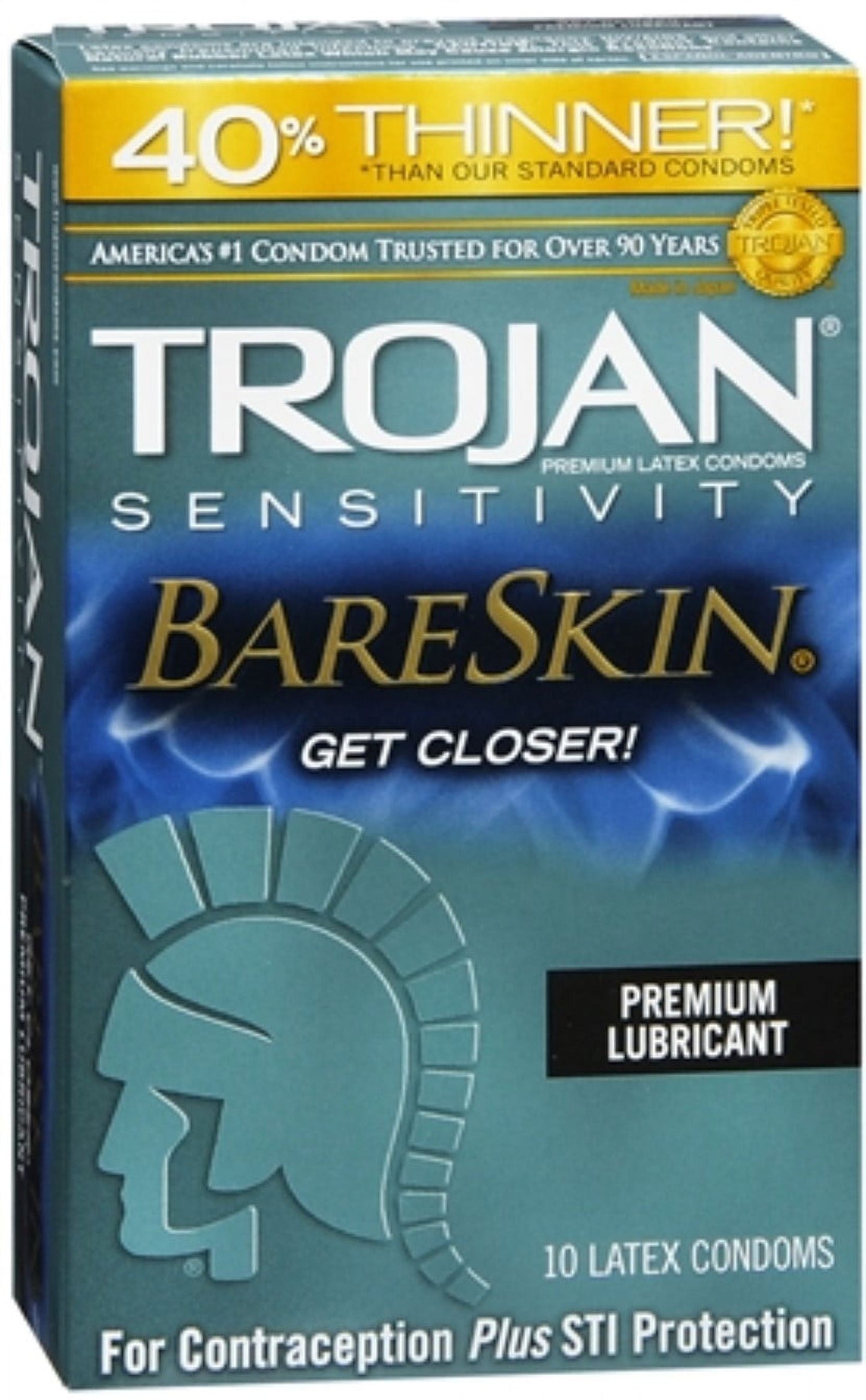TROJAN Sensitivity BareSkin Lubricated Premium Latex Condoms 10 Each