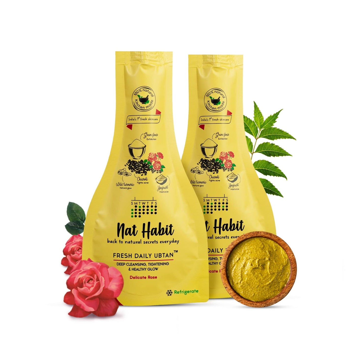 Nat Habit - Back To Natural Secrets Everyday Fresh Rose Ubtan, FaceWash, Cleanser, FacePac