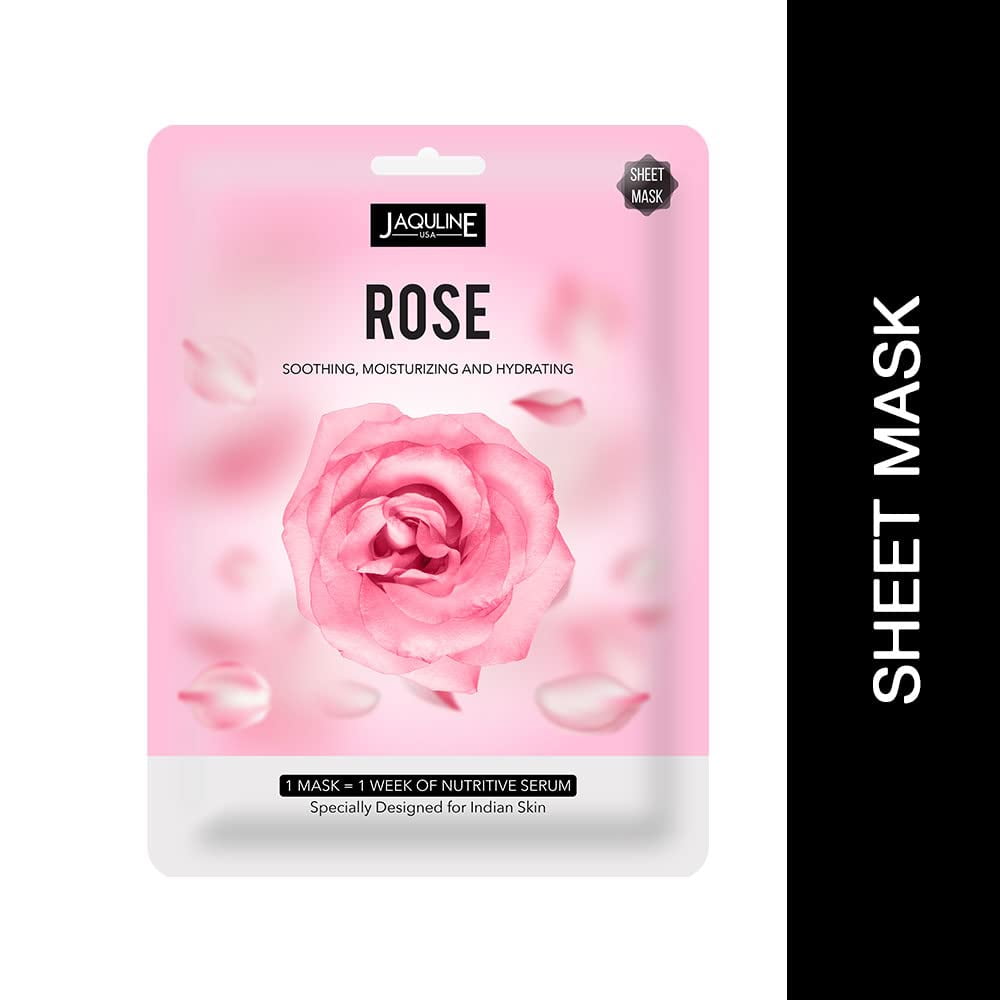 Jaquline Usa Rose Sheet Mask| Zero Paraben And Sulphate| Biodegradable Ber Masks| Light-we