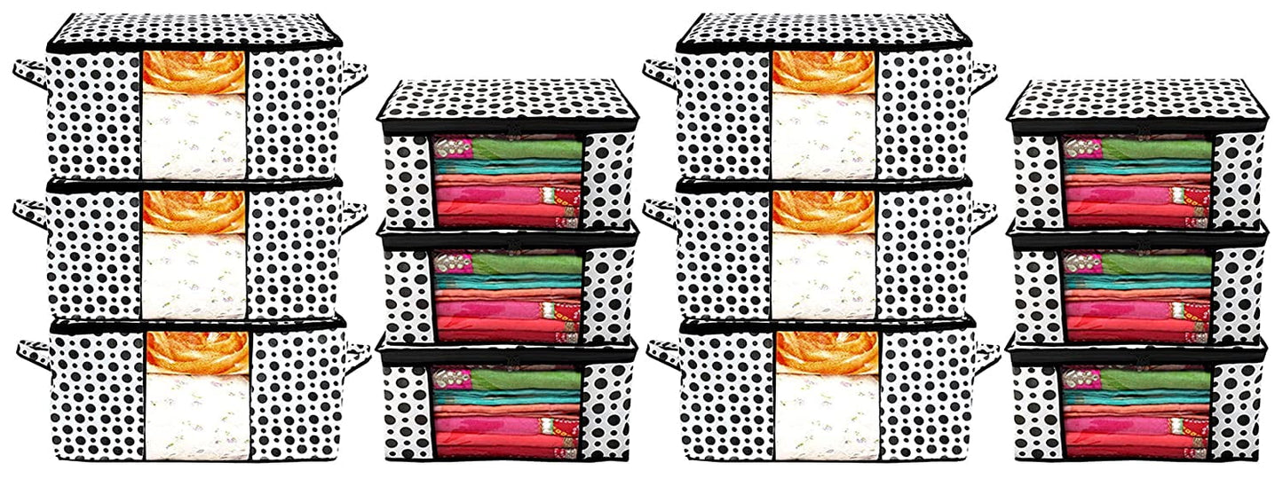 Kuber Industries Polka Dots Design 6 Piece Non Woven Saree Cover and 6 Pieces Underbed Sto