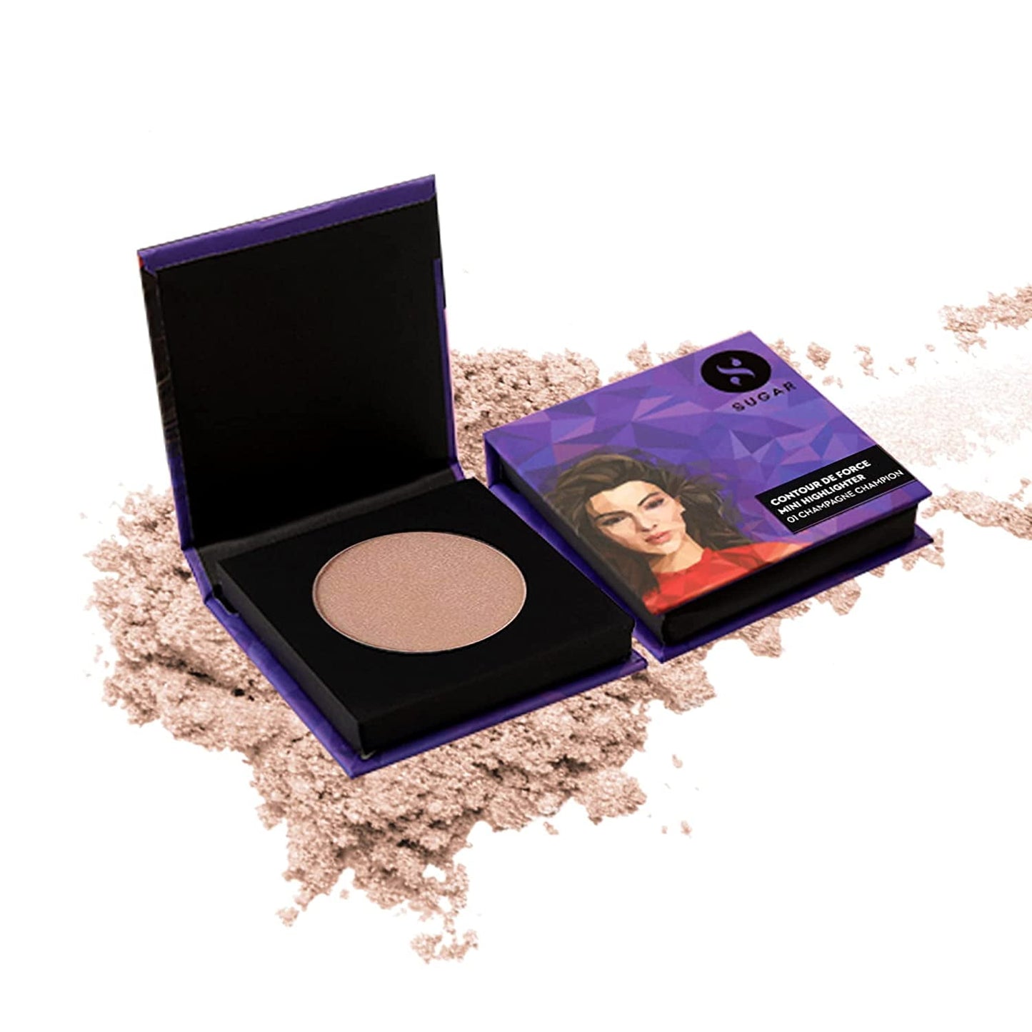 Sugar Cosmetics Contour De Force Mini Highlighter01 Champagne Champion (Champagne Gold)Lig