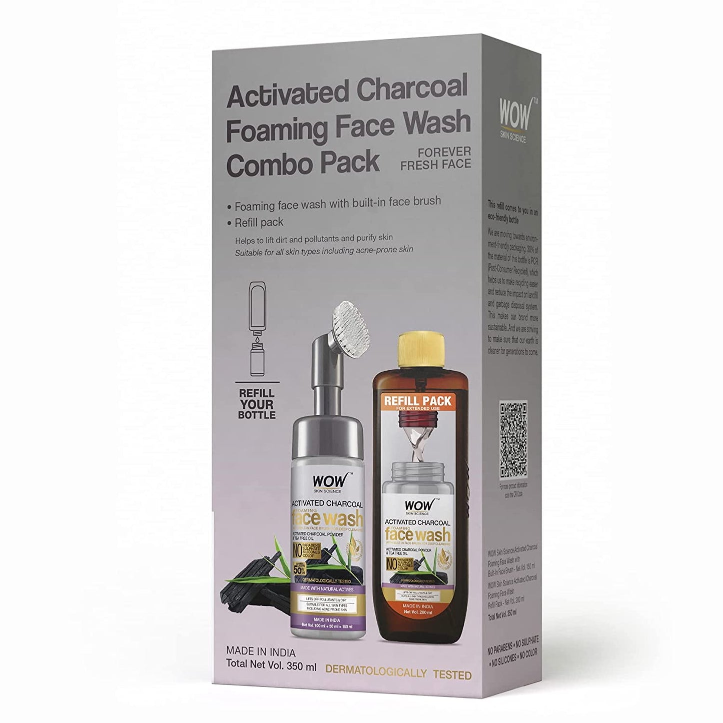WOW Skin Science Activated Charcoal Foaming FaceWash Combo Pack- Consist of Foaming FaceWa