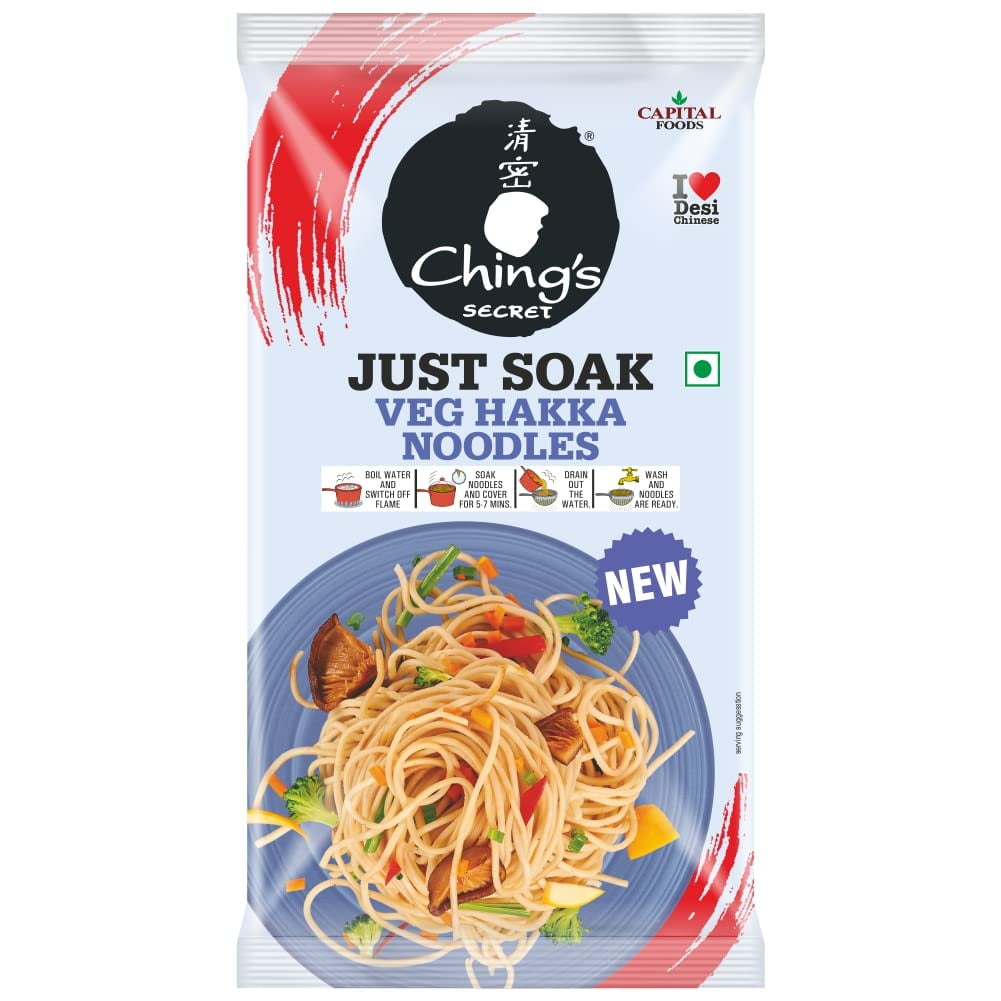 Ching'S Secret Just Soak Veg Hakka Noodles Pouch, 140 G
