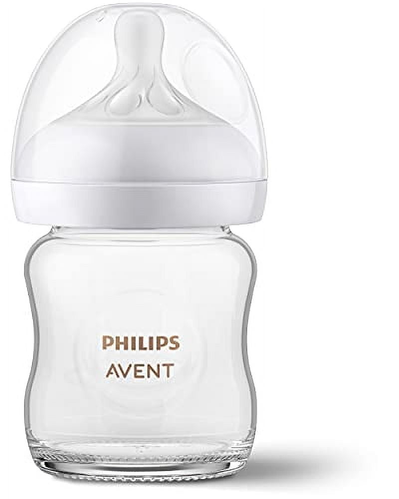 Philips AVENT Glass Natural Baby Bottle with Natural Response Nipple, Clear, 4oz, 1pk, SCY