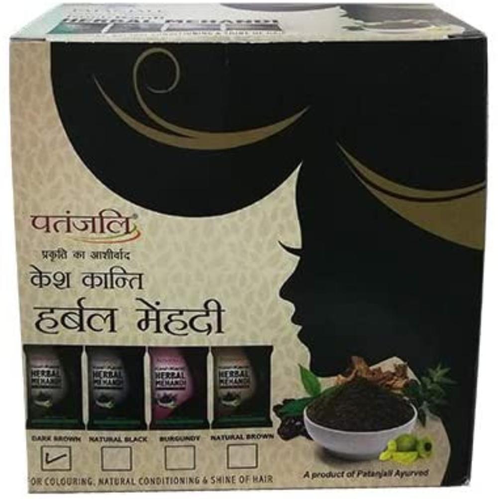 Patanjali Kesh Kanti Herbal Mehandi (Dark Brown) 20 Packs x 20gm (400 gm), Kesh Kanti Herb