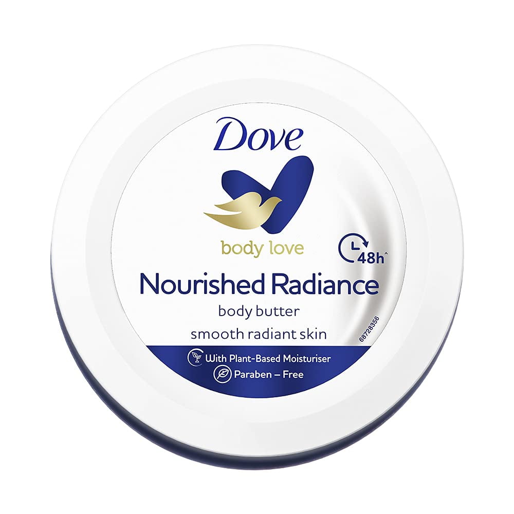 Dove Body Love Nourished Radiance Body Butter Paraben Free, 48hrs Moisturisation with Plan