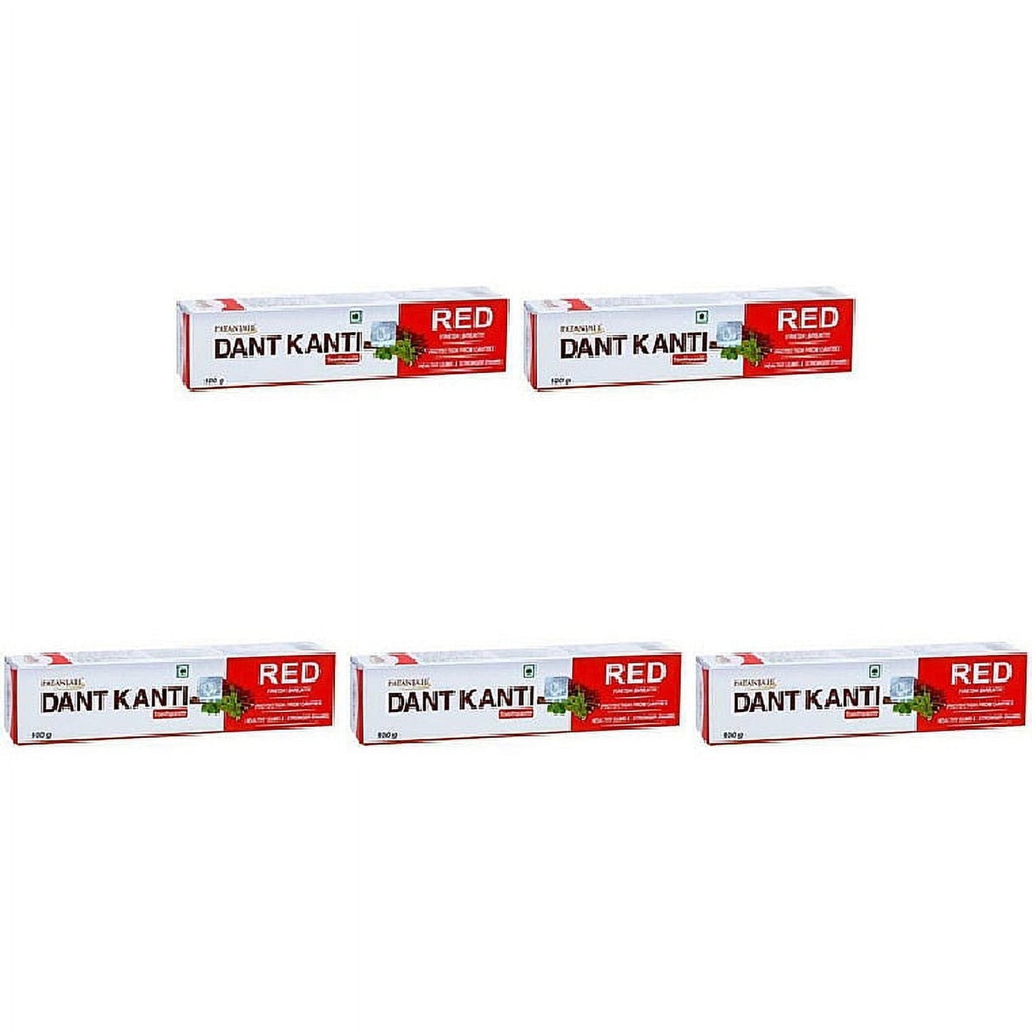 Pack Of 5 - Patanjali Dant Kanti Red - 100 Gm (3 Oz)