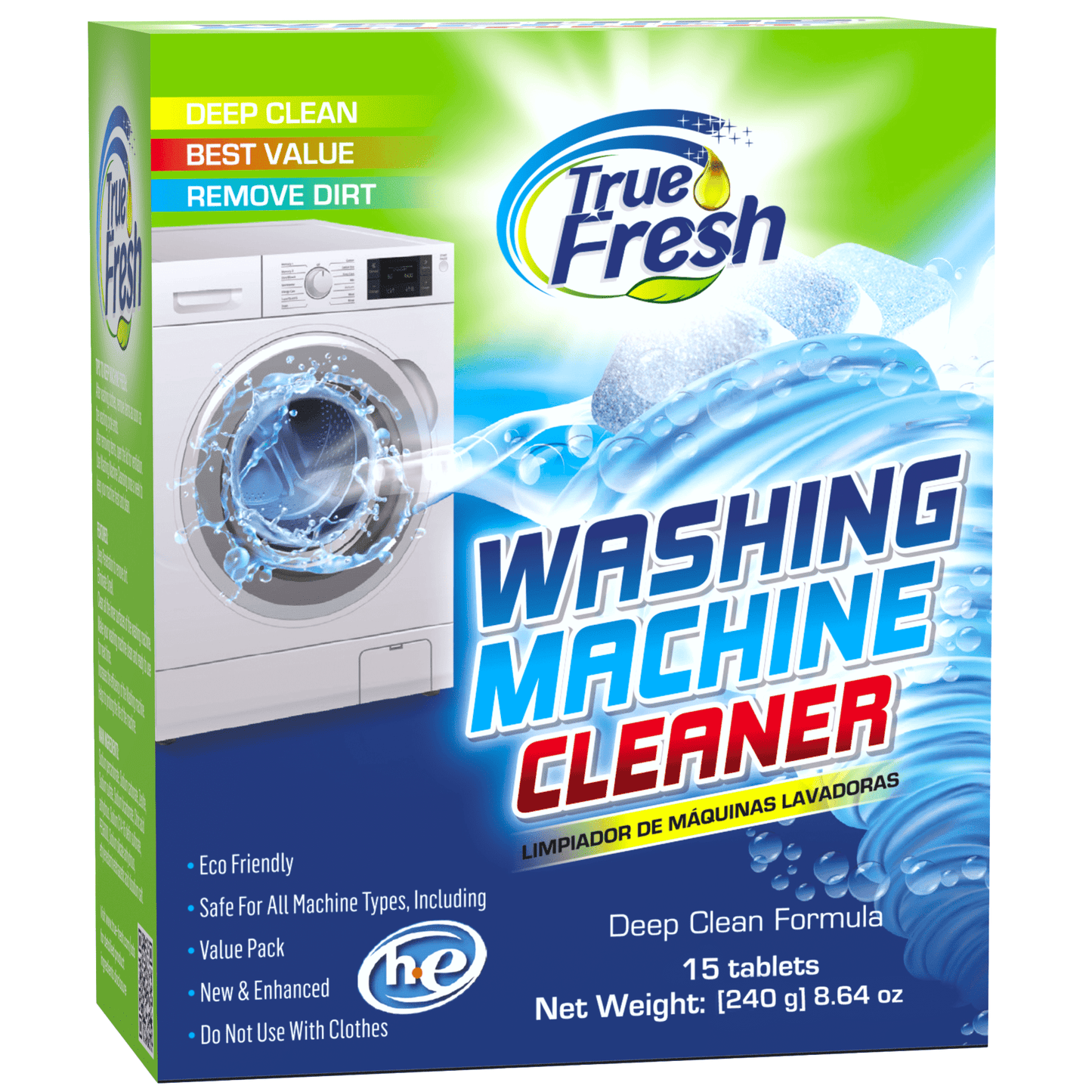 True Fresh Washing Machine Cleaner Tablets 15 Pack - Washer Cleaner - Finally Clean All Wa