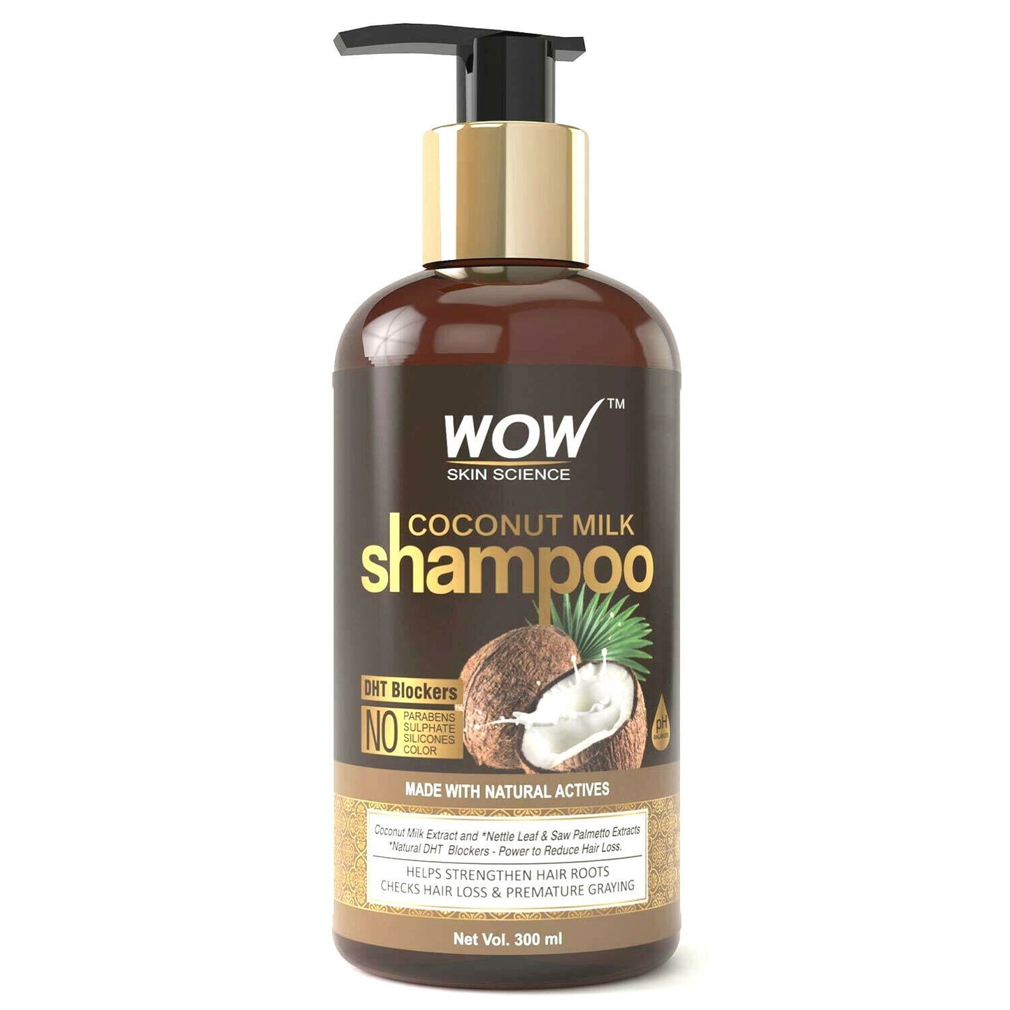 WOW Skin Science Coconut Milk Shampoo - With Dht Blockers - 300 Ml