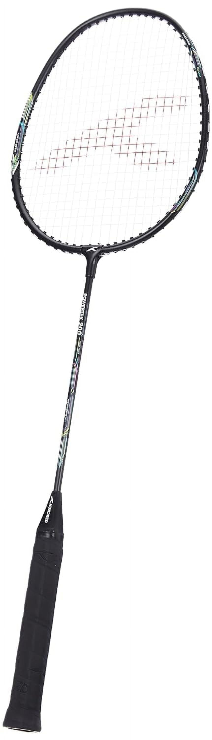 Hundred Powertek 200 Pro Graphite Strung Badminton Racket with Cover - Black
