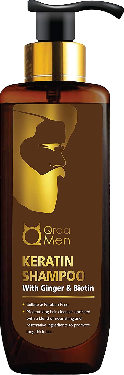 Qraa Men Keratin Shampoo with Ginger and Biotin for Thick Hair - 200 ml