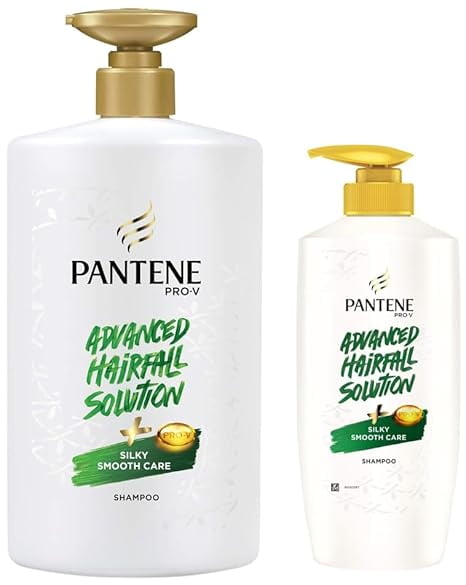 Pantene Advanced Hairfall Solution, Anti-Hairfall Silky Smooth Shampoo for Women, 1L & Pantene Advanced Hairfall Solution, Silky Smooth Care Shampoo,