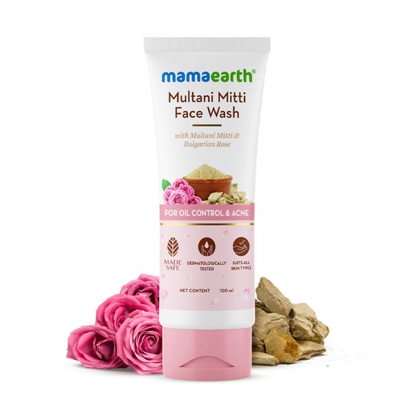 Mamaearth Multani Mitti FaceWash: Multani Mitti & Bulgarian Rose, 100