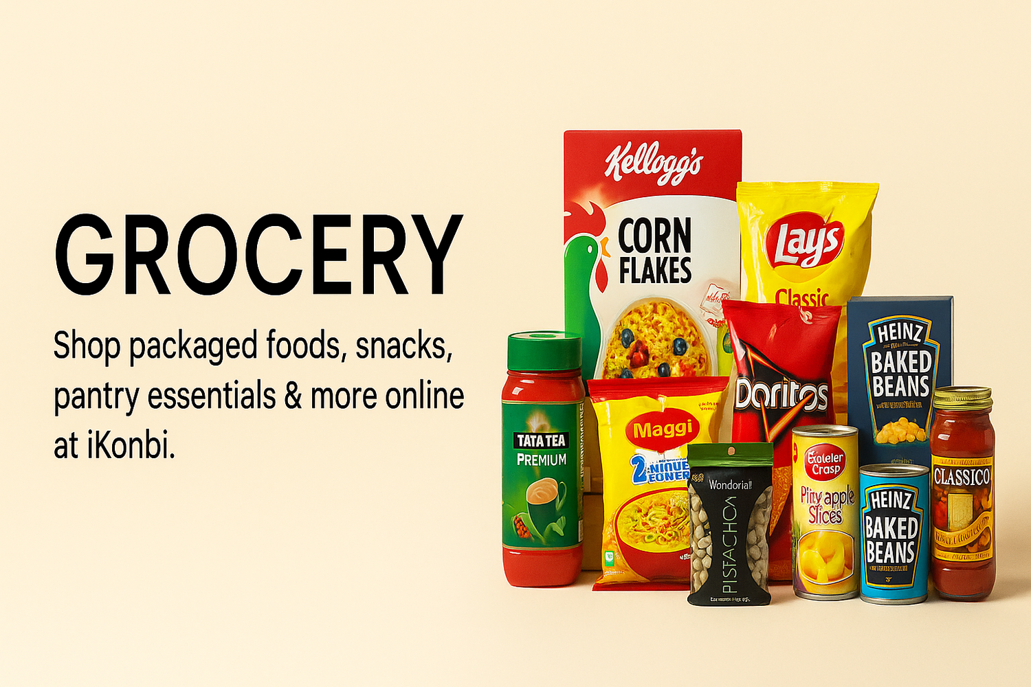 Shop packaged Indian grocery products online at iKonbi – biscuits, snacks, masalas, instant foods, beverages, and everyday essentials with international shipping.