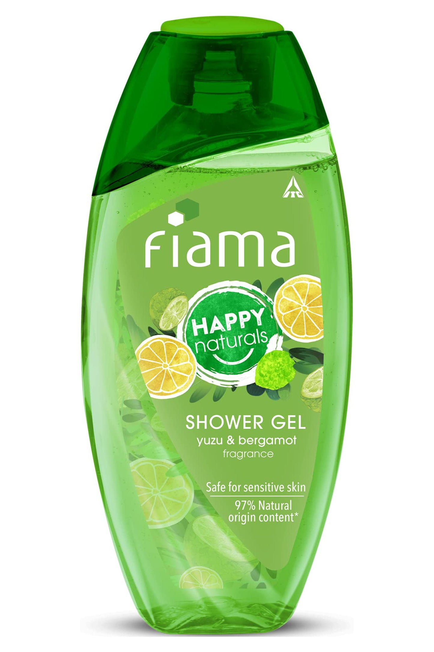 Fiama Happy Naturals shower gel, yuzu and bergamot with skin conditioners for moisturized