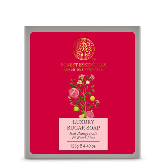 Forest Essentials Luxury Sugar Soap Iced Pomegranate & Kerala Lime | Ayurvedic Luxury Hand