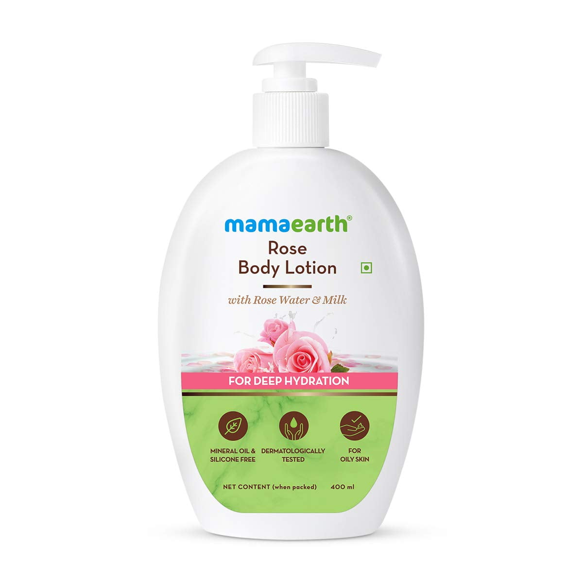 Mamaearth Rose BodyLotion with Rose Water and Milk For Deep Hydration - (400ml, All Skin T