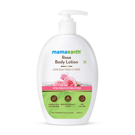 Mamaearth Rose BodyLotion with Rose Water and Milk For Deep Hydration - (400ml, All Skin T