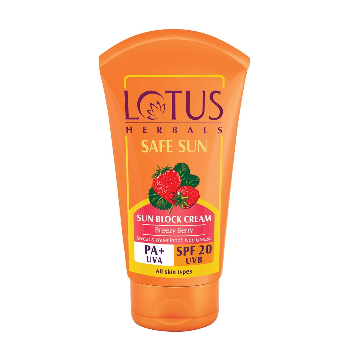 Lotus Herbals Safe Sun Sunscreen Cream - Breezy Berry SPF 20 PA+ Sweat & Waterproof Non-Gr