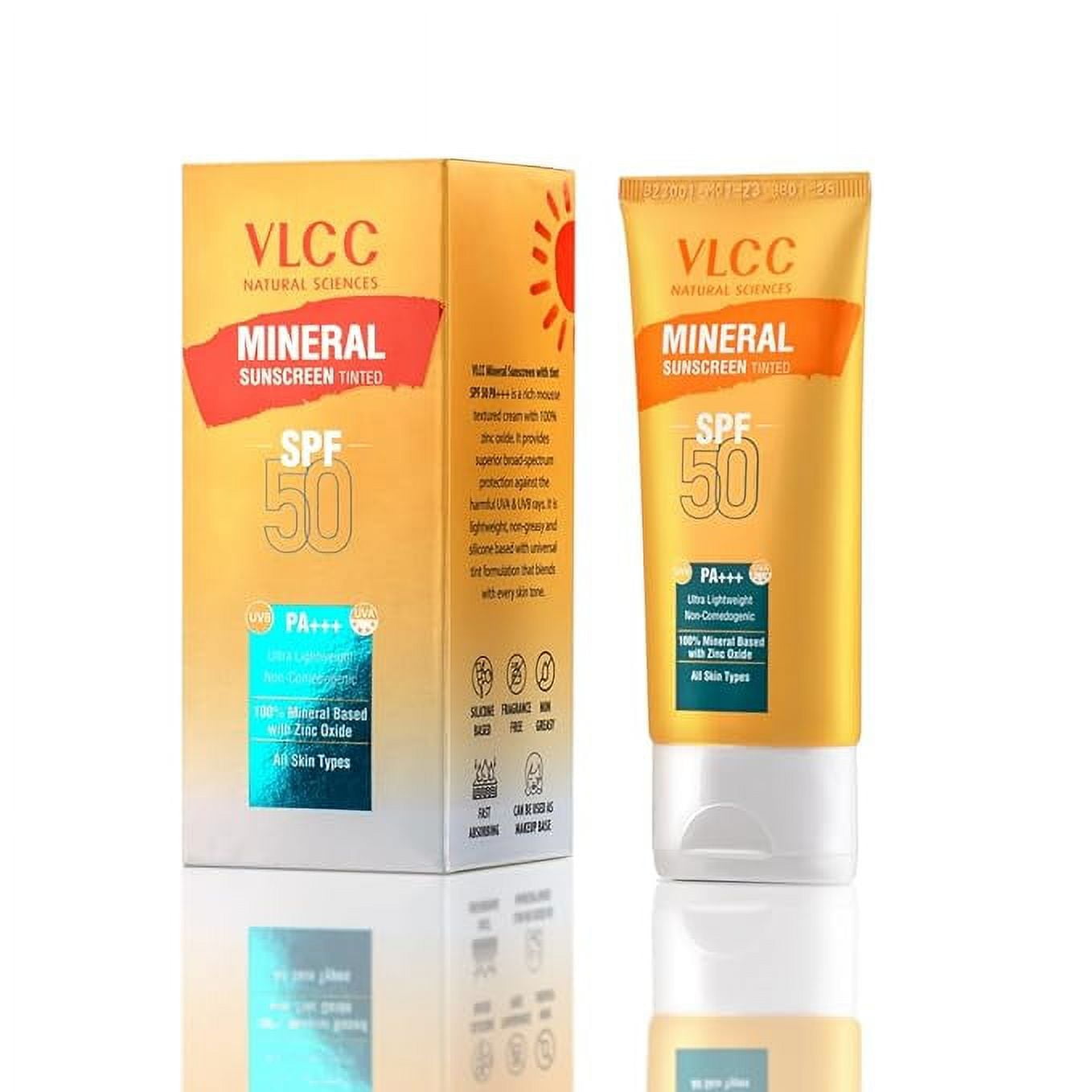 VLCC Mineral Sunscreen Tinted SPF 50 PA+++ Ultra Lightweight Non-Comedogenic (50gm)