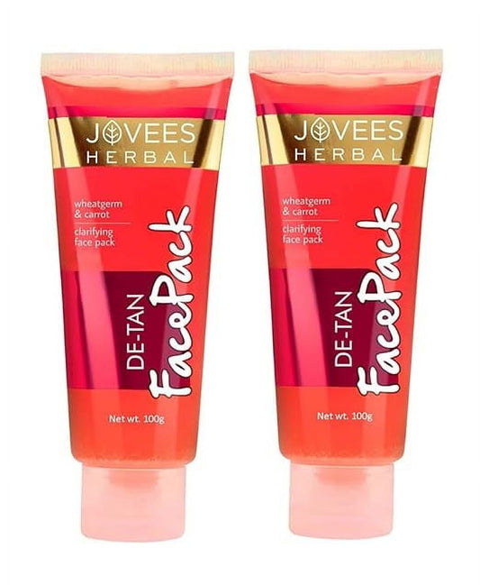 Jovees Herbal De-Tan FacePack | Contains Wheat Germ and Carrot | For Tan Removal and Skin