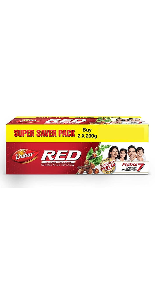 Dabur Red Toothpaste - 400g (200g*2) | World's No.1 Ayurvedic Paste | Provides Germ Protec