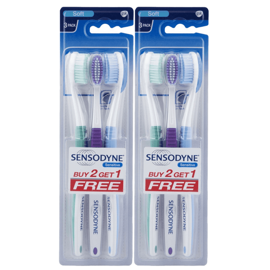 Sensodyne Soft Toothbrush for Sensitive Teeth 3 Pieces (Pack of 2) Manual, Adult